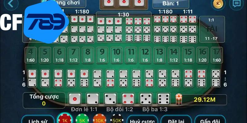 Các cửa cược khi chơi Tài xỉu nổ hũ tại CF789